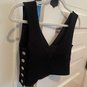 Anthropologie black top with gold buttons